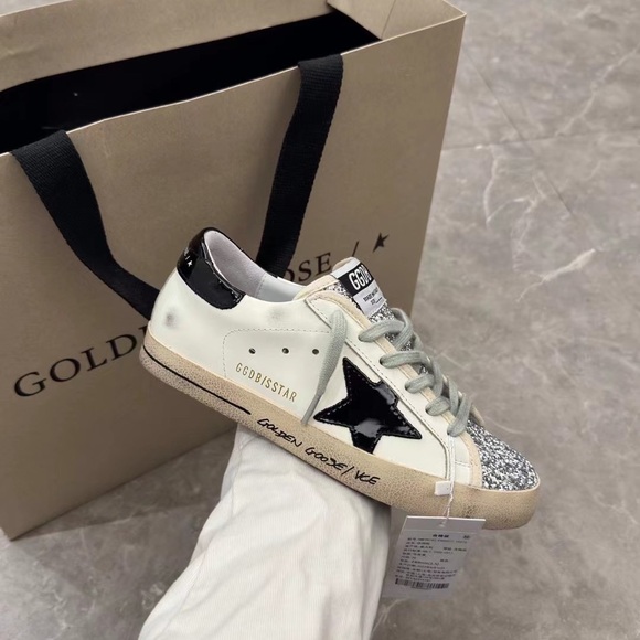 Golden Goose White and Black Star Sneakers - Picture 8 of 9